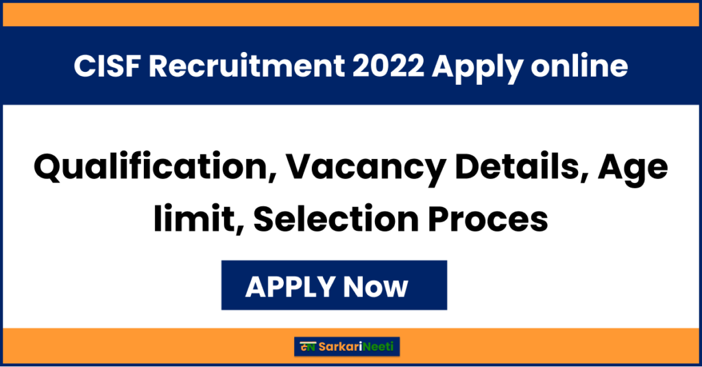 CISF recruitment 2022 Apply online