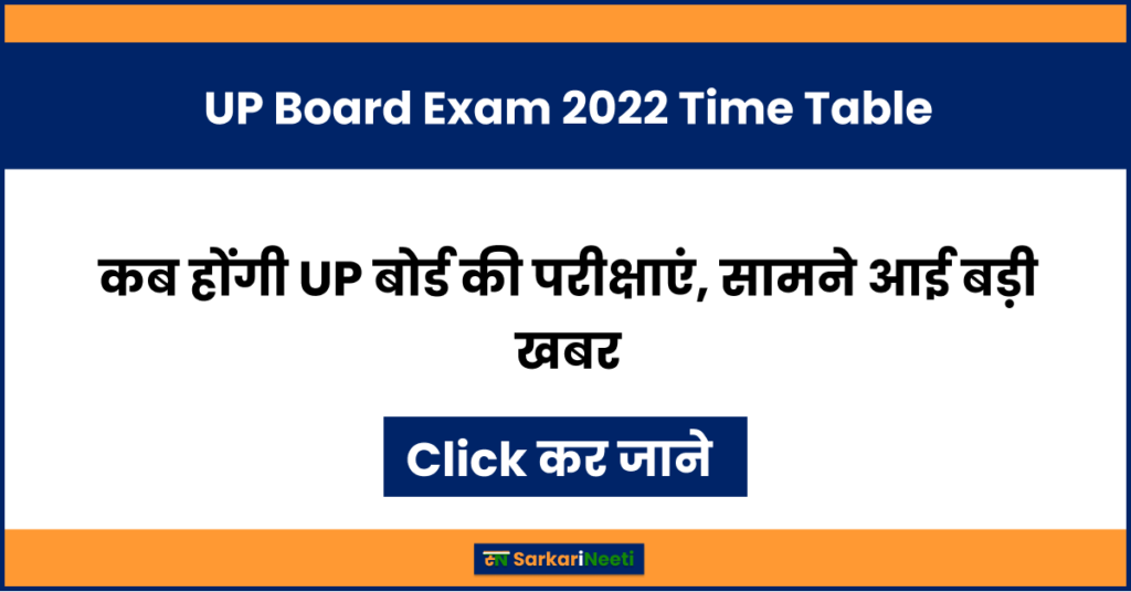UP Board Exam 2022 Time Table